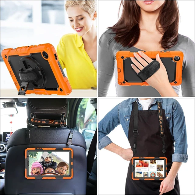 Alt view image 4 of 7 - Case for SAM-SUNG Galaxy Tab A7 Lite 8.7'' 2021, Orange/Black