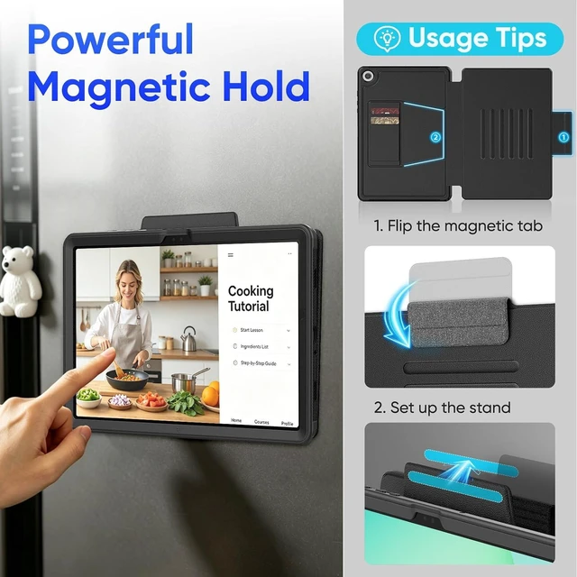 Alt view image 3 of 7 - Magnetic Case for SAM-SUNG Galaxy Tab A9+ Plus 11'', Black