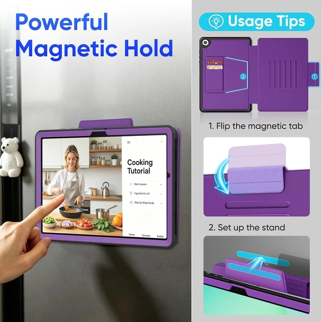 Alt view image 3 of 7 - Magnetic Case for SAM-SUNG Galaxy Tab A9+ Plus 11'', Purple