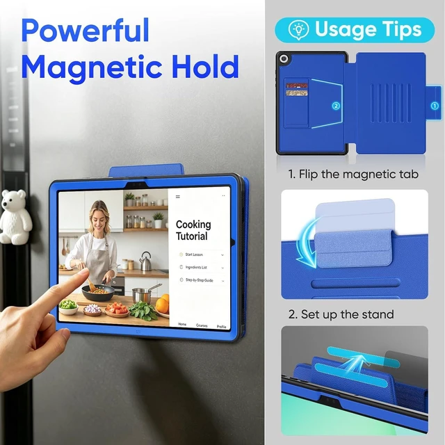 Alt view image 3 of 7 - Magnetic Case for SAM-SUNG Galaxy Tab A9+ Plus 11'', Blue