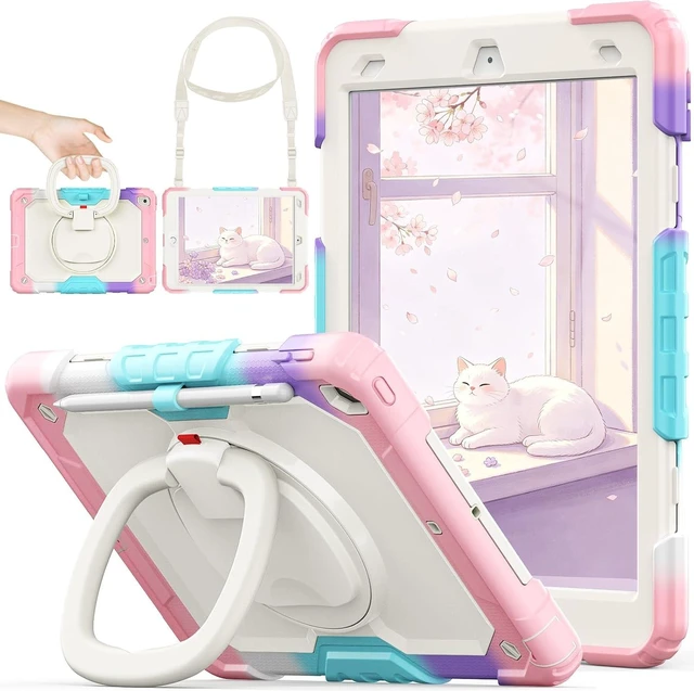 Main image of Handle Case for iPad 9th/ 8th/ 7th Gen 10.2'', Colorful Pink