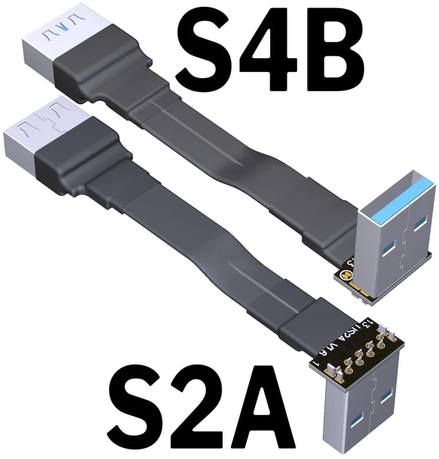 Alt view image 2 of 7 - USB 3.0 Type A Male to USB A Female Extension Ribbon Cable Fold 90 FPV Slim Flat Soft Flexible FPC (5cm, S2A-S4B)