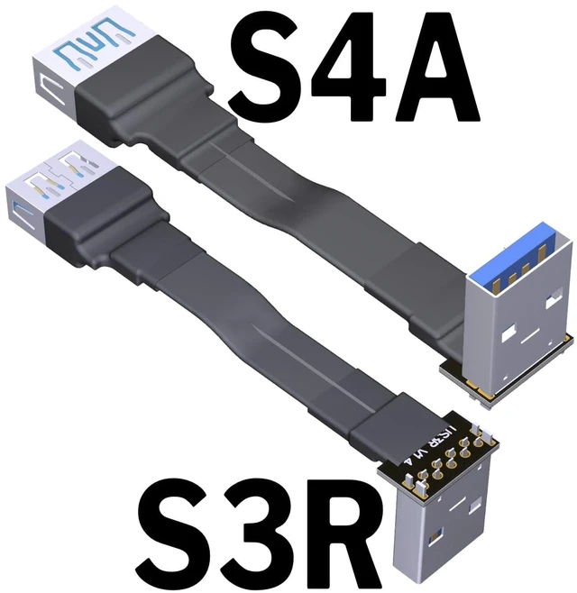Alt view image 2 of 7 - USB 3.0 Type A Male to USB A Female Extension Ribbon Cable Fold 90 FPV Slim Flat Soft Flexible FPC (10cm, S3R-S4A)