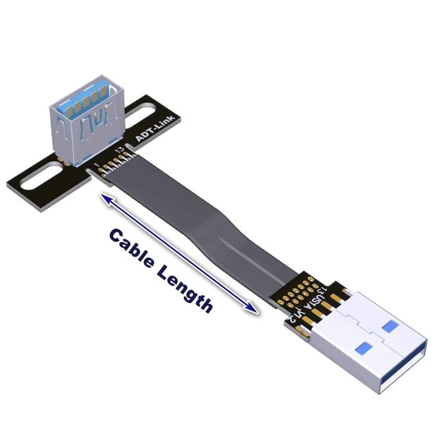 Alt view image 6 of 7 - USB 3.0 Type A Male to USB A Female Extension Ribbon Cable Fold 90 FPV Slim Flat Soft Flexible FPC (10cm, S1A-S5T)