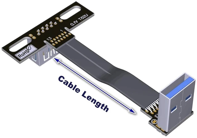 Alt view image 6 of 7 - USB 3.0 Type A Male to USB A Female Extension Ribbon Cable Fold 90 FPV Slim Flat Soft Flexible FPC (3cm, S2A-S5T)