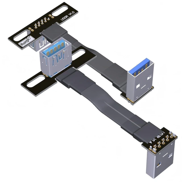Main image of USB 3.0 Type A Male to USB A Female Extension Ribbon Cable Fold 90 FPV Slim Flat Soft Flexible FPC (15cm, S3R-S5R)