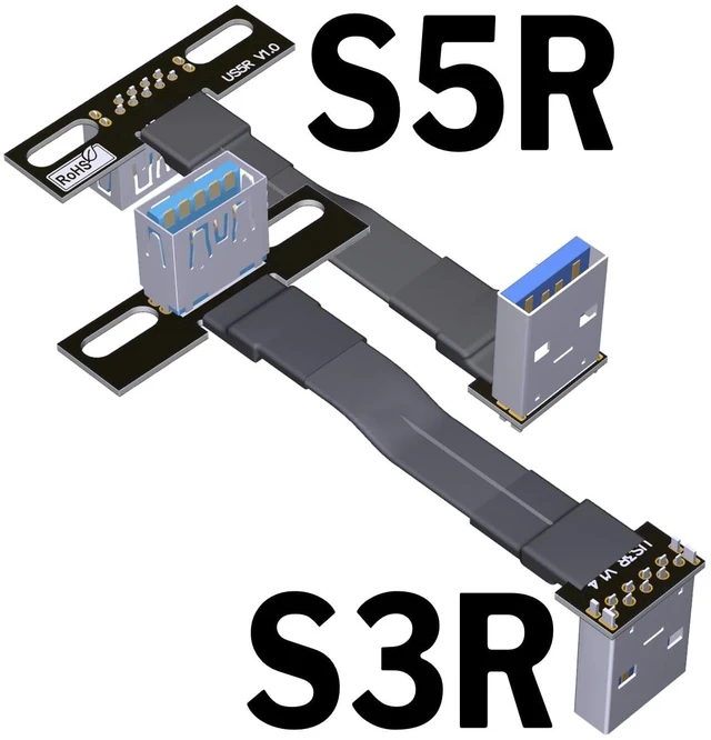 Alt view image 2 of 7 - USB 3.0 Type A Male to USB A Female Extension Ribbon Cable Fold 90 FPV Slim Flat Soft Flexible FPC (15cm, S3R-S5R)