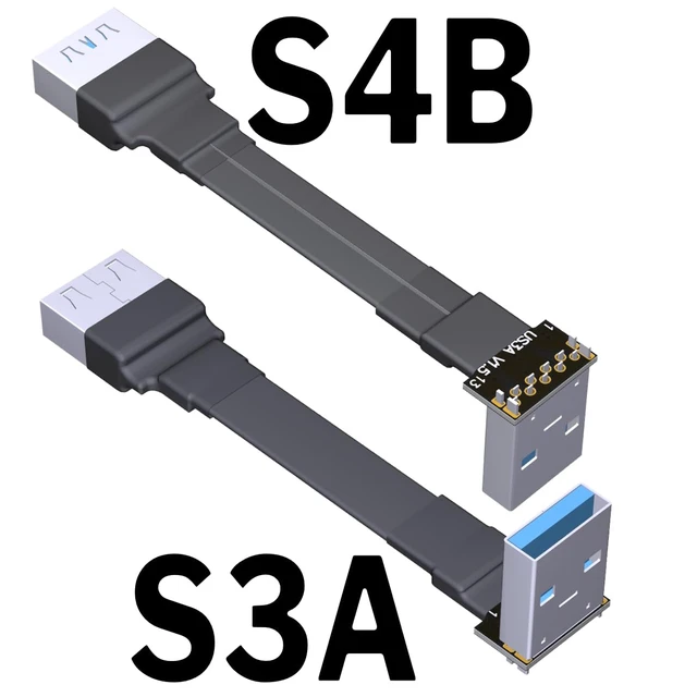 Alt view image 2 of 7 - USB 3.0 Type A Male to USB A Female Extension Ribbon Cable Fold 90 FPV Slim Flat Soft Flexible FPC (20cm, S3A-S4B)