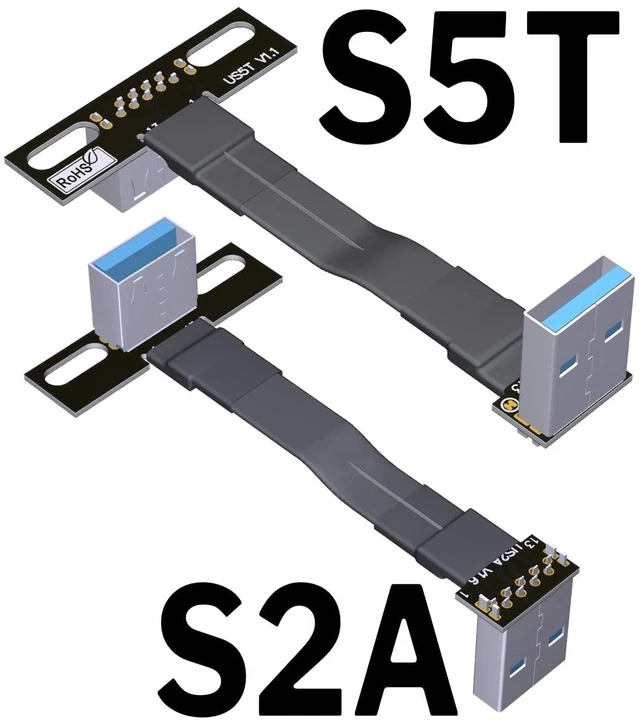 Alt view image 2 of 7 - USB 3.0 Type A Male to USB A Female Extension Ribbon Cable Fold 90 FPV Slim Flat Soft Flexible FPC (30cm, S2A-S5T)