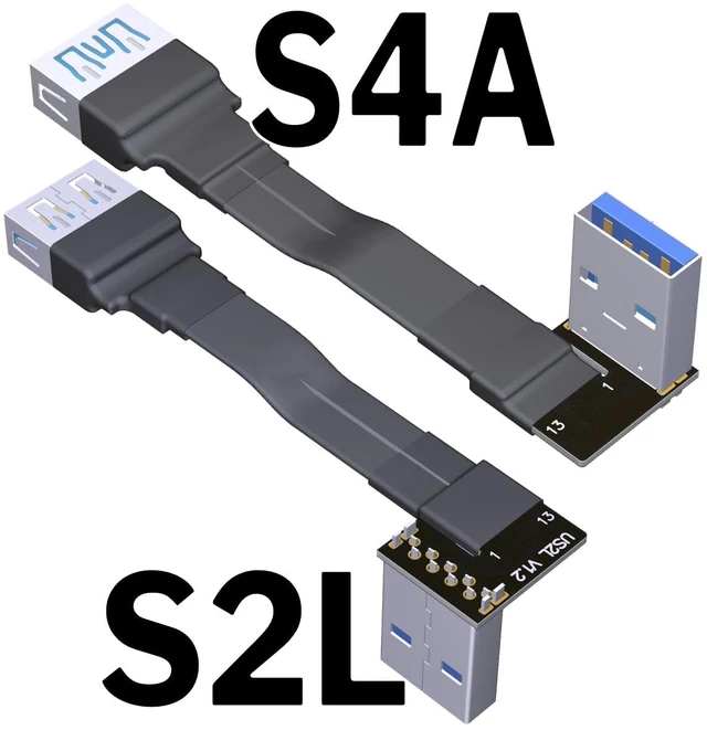 Alt view image 2 of 7 - USB 3.0 Type A Male to USB A Female Extension Ribbon Cable Fold 90 FPV Slim Flat Soft Flexible FPC (20cm, S2L-S4A)