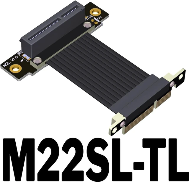 Alt view image 2 of 5 - ADT-Link PCIE 4.0/3.0 X1 Riser Cable Dual 90 Degree Right Angle PCIe 3.0 x4 to x4 Extension Cable PCI Express 4X Riser Card Ribbon Extender (M22SL-TL 4.0, 50cm)