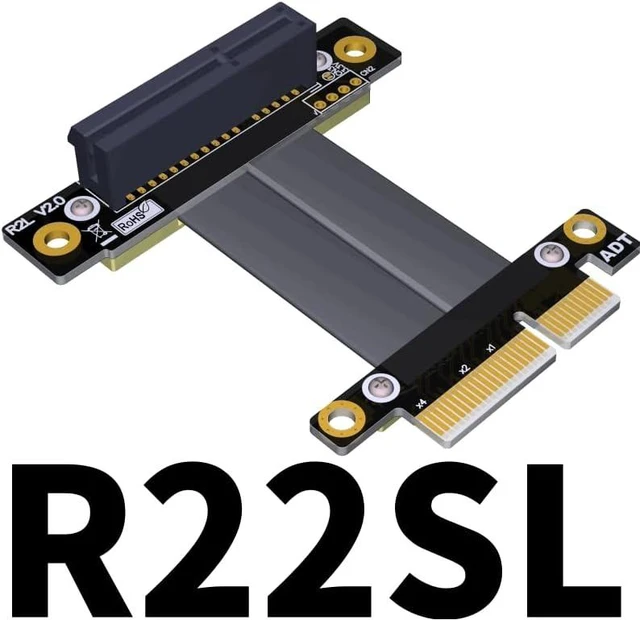 Alt view image 2 of 4 - PCIE 4.0/3.0 X1 Riser Cable Dual 90 Degree Right Angle PCIe 3.0 x4 to x4 Extension Cable PCI Express 4X Riser Card Ribbon Extender (R22SL, 50cm)