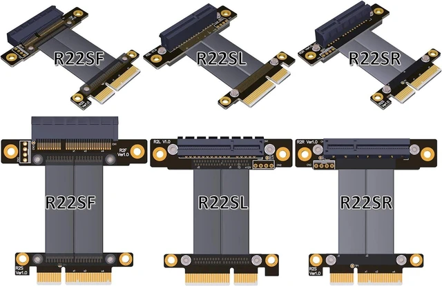 Alt view image 4 of 4 - PCIE 4.0/3.0 X1 Riser Cable Dual 90 Degree Right Angle PCIe 3.0 x4 to x4 Extension Cable PCI Express 4X Riser Card Ribbon Extender (R22SR, 5cm)