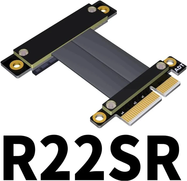 Alt view image 2 of 4 - PCIE 4.0/3.0 X1 Riser Cable Dual 90 Degree Right Angle PCIe 3.0 x4 to x4 Extension Cable PCI Express 4X Riser Card Ribbon Extender (R22SR, 5cm)