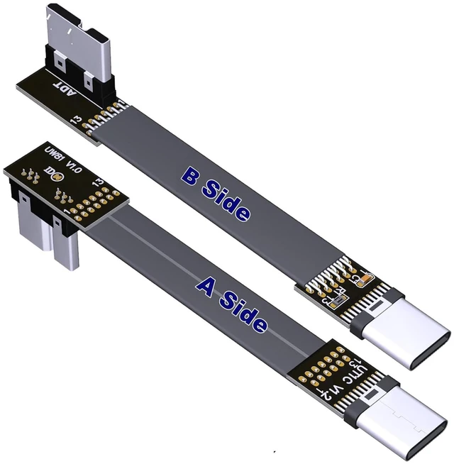 Main image of USB C Male to Micro B Male Cable Flat Flexible Up & Down & Left & Right Angled 90 Degree USB 3.0 Micro B to Type C Data Charge Cable (100cm, T1C-W81)