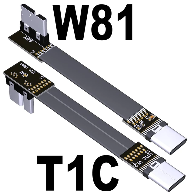 Alt view image 2 of 6 - USB C Male to Micro B Male Cable Flat Flexible Up & Down & Left & Right Angled 90 Degree USB 3.0 Micro B to Type C Data Charge Cable (100cm, T1C-W81)