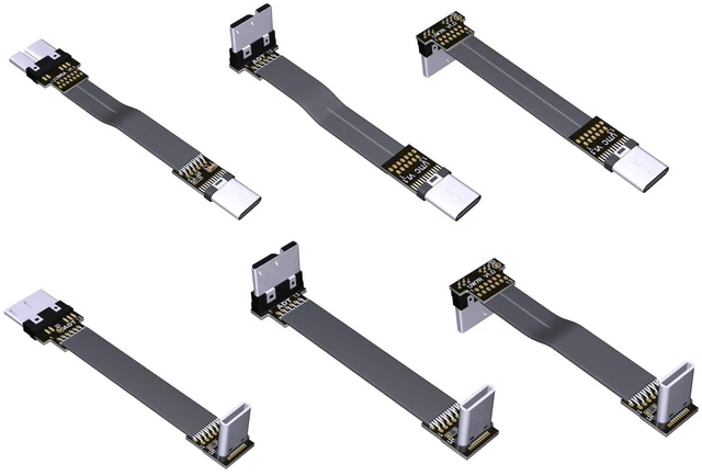 Main image of USB C Male to Micro B Male Cable Flat Flexible Up & Down & Left & Right Angled 90 Degree USB 3.0 Micro B to Type C Data Charge Cable (10cm, T2C-W7R)