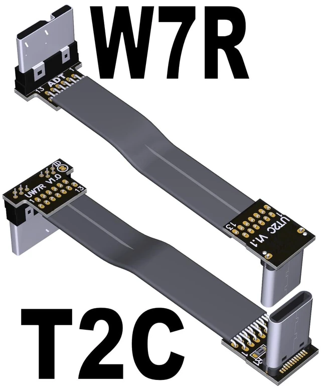 Alt view image 2 of 6 - USB C Male to Micro B Male Cable Flat Flexible Up & Down & Left & Right Angled 90 Degree USB 3.0 Micro B to Type C Data Charge Cable (5cm, T2C-W7R)