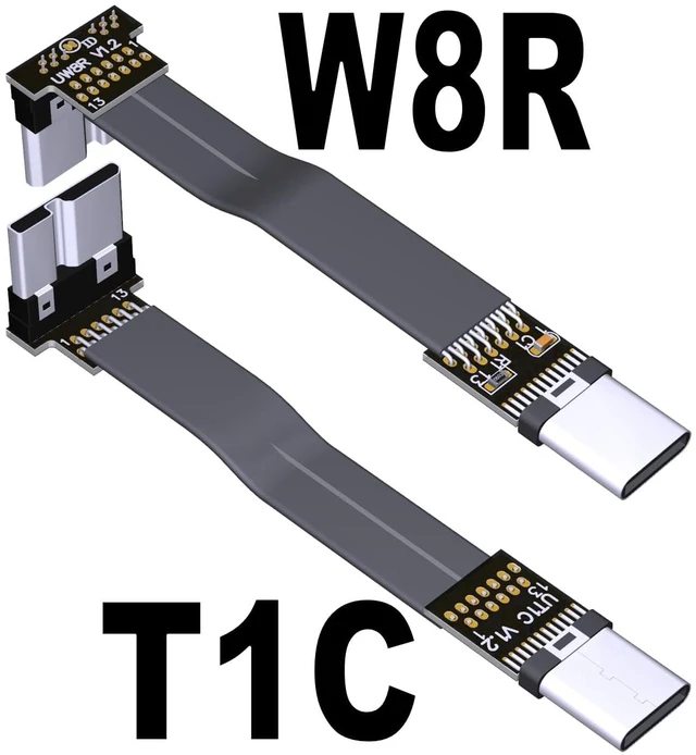 Alt view image 2 of 6 - USB C Male to Micro B Male Cable Flat Flexible Up & Down & Left & Right Angled 90 Degree USB 3.0 Micro B to Type C Data Charge Cable (5cm, T1C-W8R)