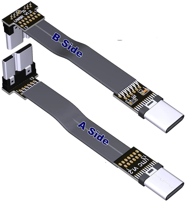 Main image of USB C Male to Micro B Male Cable Flat Flexible Up & Down & Left & Right Angled 90 Degree USB 3.0 Micro B to Type C Data Charge Cable (5cm, T1C-W8R)