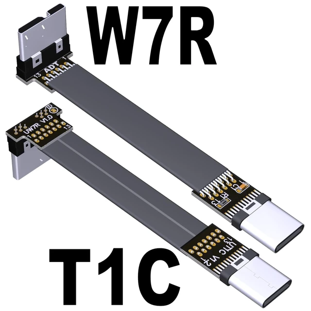 Alt view image 2 of 6 - USB C Male to Micro B Male Cable Flat Flexible Up & Down & Left & Right Angled 90 Degree USB 3.0 Micro B to Type C Data Charge Cable (5cm, T1C-W7R)