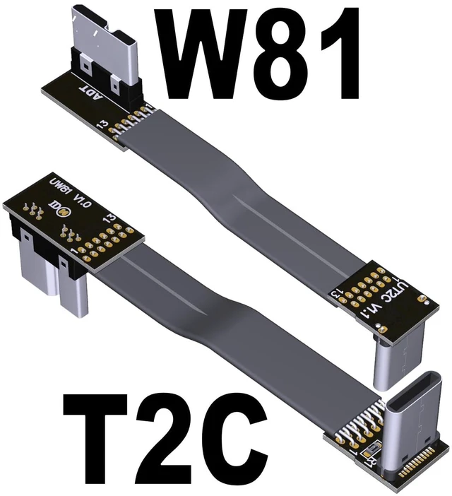 Alt view image 2 of 6 - USB C Male to Micro B Male Cable Flat Flexible Up & Down & Left & Right Angled 90 Degree USB 3.0 Micro B to Type C Data Charge Cable (50cm, T2C-W81)