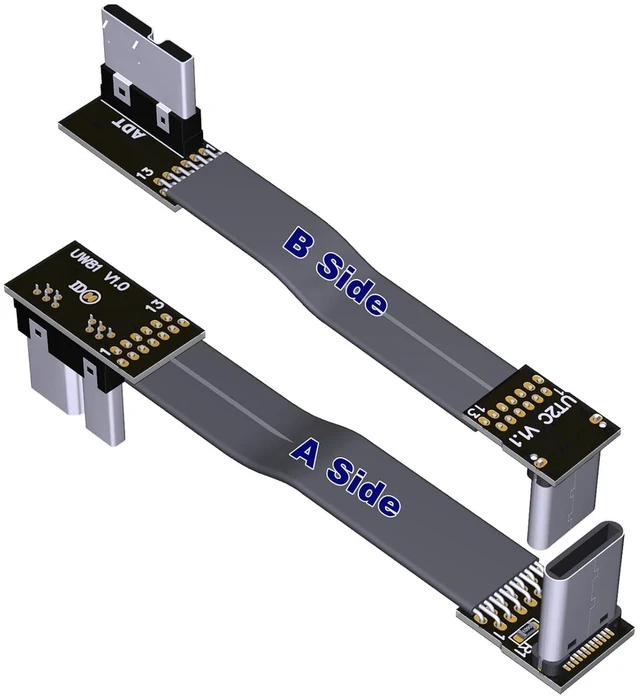 Main image of USB C Male to Micro B Male Cable Flat Flexible Up & Down & Left & Right Angled 90 Degree USB 3.0 Micro B to Type C Data Charge Cable (50cm, T2C-W81)