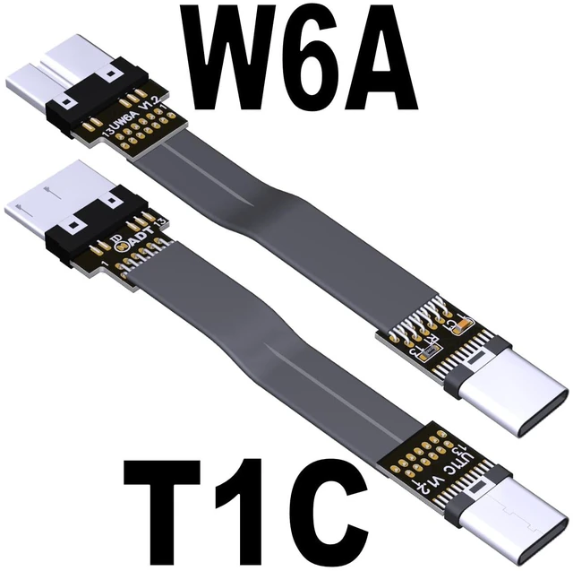 Alt view image 2 of 6 - USB C Male to Micro B Male Cable Flat Flexible Up & Down & Left & Right Angled 90 Degree USB 3.0 Micro B to Type C Data Charge Cable (50cm, T1C-W6A)