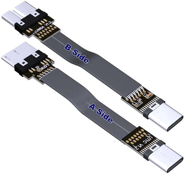 Main image of USB C Male to Micro B Male Cable Flat Flexible Up & Down & Left & Right Angled 90 Degree USB 3.0 Micro B to Type C Data Charge Cable (50cm, T1C-W6A)