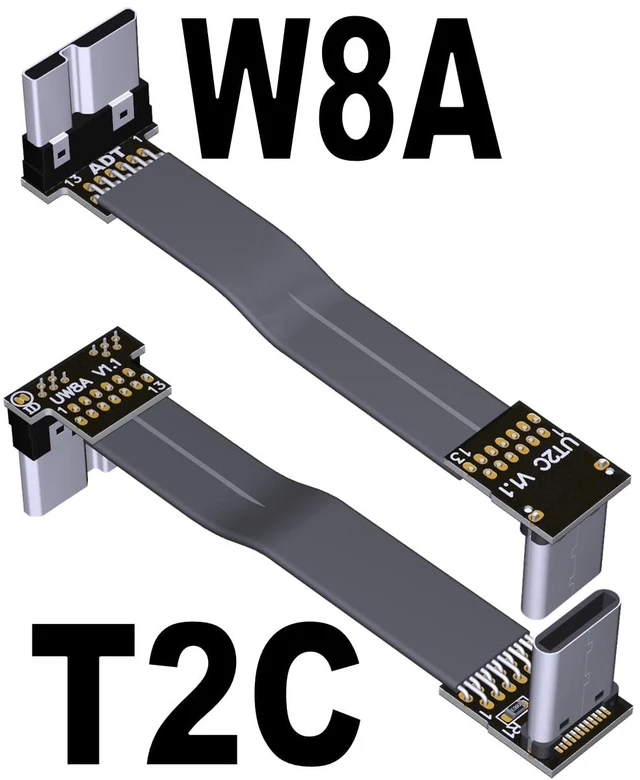 Alt view image 2 of 6 - USB C Male to Micro B Male Cable Flat Flexible Up & Down & Left & Right Angled 90 Degree USB 3.0 Micro B to Type C Data Charge Cable (10cm, T2C-W8A)