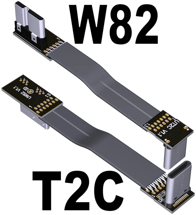 Alt view image 2 of 6 - USB C Male to Micro B Male Cable Flat Flexible Up & Down & Left & Right Angled 90 Degree USB 3.0 Micro B to Type C Data Charge Cable (5cm, T2C-W82)