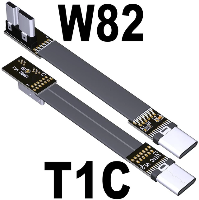 Alt view image 2 of 6 - USB C Male to Micro B Male Cable Flat Flexible Up & Down & Left & Right Angled 90 Degree USB 3.0 Micro B to Type C Data Charge Cable (50cm, T1C-W82)