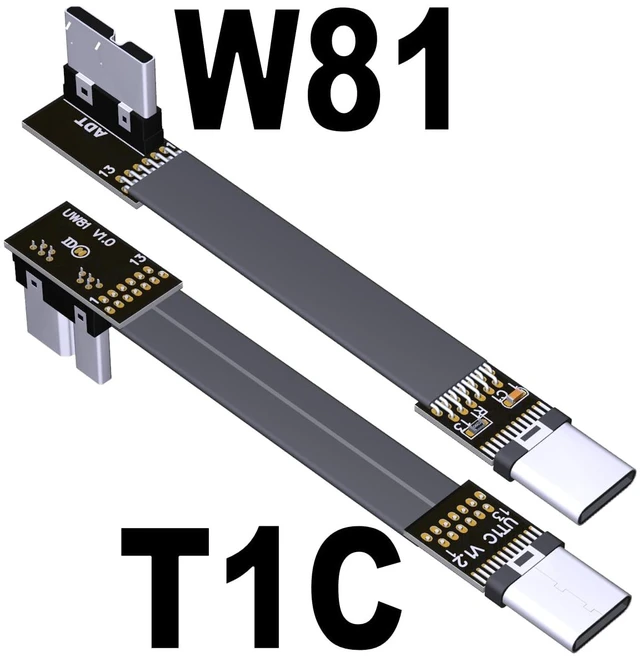 Alt view image 2 of 6 - USB C Male to Micro B Male Cable Flat Flexible Up & Down & Left & Right Angled 90 Degree USB 3.0 Micro B to Type C Data Charge Cable (3cm, T1C-W81)