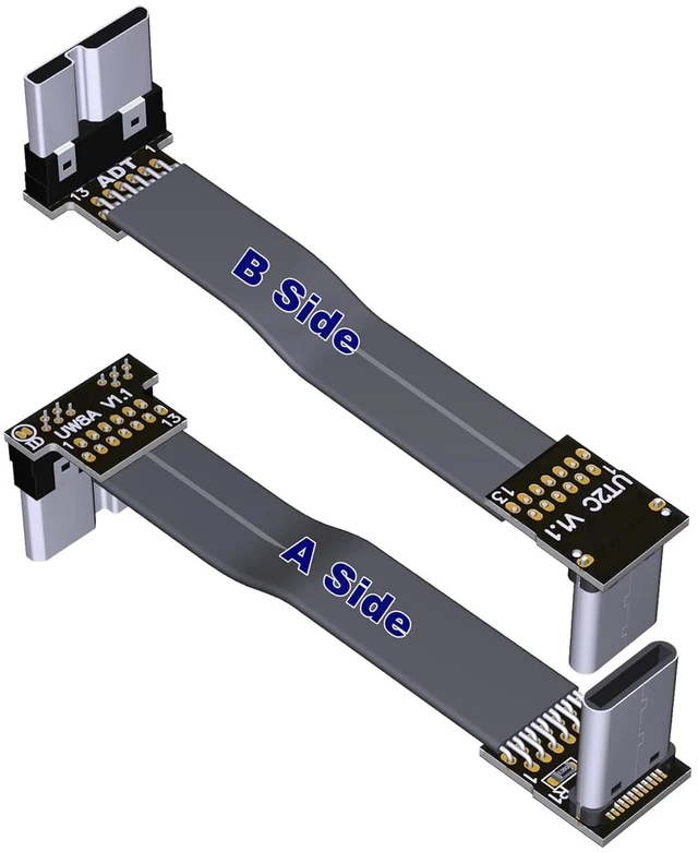 Main image of USB C Male to Micro B Male Cable Flat Flexible Up & Down & Left & Right Angled 90 Degree USB 3.0 Micro B to Type C Data Charge Cable (50cm, T2C-W8A)