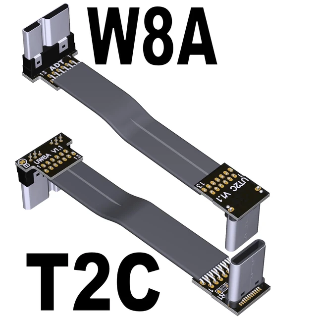 Alt view image 2 of 6 - USB C Male to Micro B Male Cable Flat Flexible Up & Down & Left & Right Angled 90 Degree USB 3.0 Micro B to Type C Data Charge Cable (50cm, T2C-W8A)
