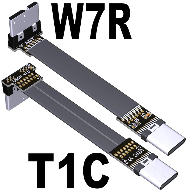 Alt view image 2 of 6 - USB C Male to Micro B Male Cable Flat Flexible Up & Down & Left & Right Angled 90 Degree USB 3.0 Micro B to Type C Data Charge Cable (10cm, T1C-W7R)