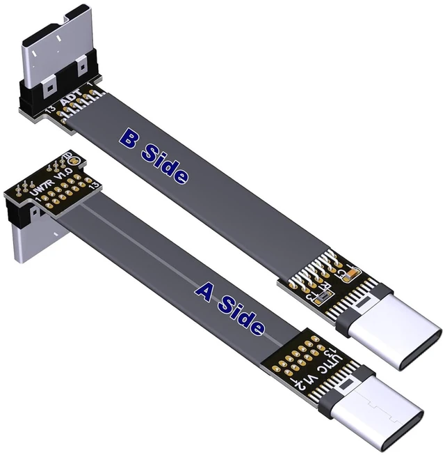 Main image of USB C Male to Micro B Male Cable Flat Flexible Up & Down & Left & Right Angled 90 Degree USB 3.0 Micro B to Type C Data Charge Cable (10cm, T1C-W7R)