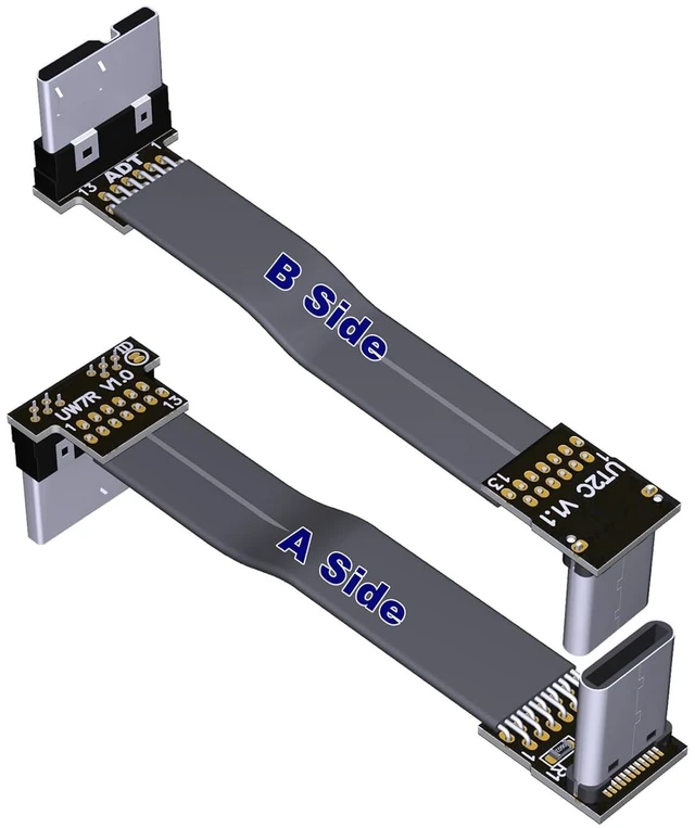 Main image of USB C Male to Micro B Male Cable Flat Flexible Up & Down & Left & Right Angled 90 Degree USB 3.0 Micro B to Type C Data Charge Cable (5cm, T2C-W7R)