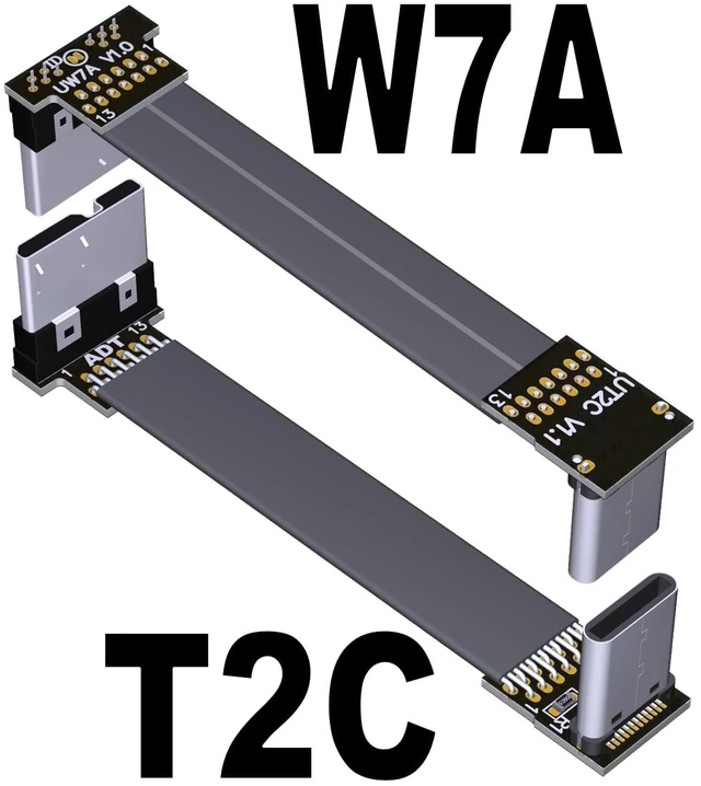 Alt view image 2 of 6 - USB C Male to Micro B Male Cable Flat Flexible Up & Down & Left & Right Angled 90 Degree USB 3.0 Micro B to Type C Data Charge Cable (25cm, T2C-W7A)