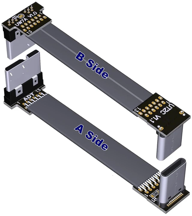 Main image of USB C Male to Micro B Male Cable Flat Flexible Up & Down & Left & Right Angled 90 Degree USB 3.0 Micro B to Type C Data Charge Cable (25cm, T2C-W7A)
