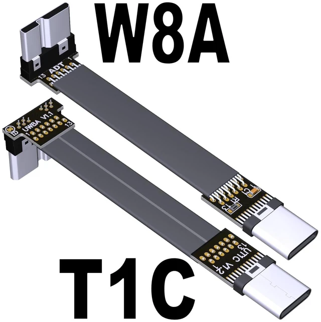 Alt view image 2 of 6 - USB C Male to Micro B Male Cable Flat Flexible Up & Down & Left & Right Angled 90 Degree USB 3.0 Micro B to Type C Data Charge Cable (100cm, T1C-W8A)