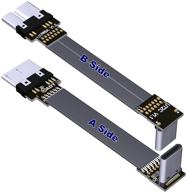 Main image of USB C Male to Micro B Male Cable Flat Flexible Up & Down & Left & Right Angled 90 Degree USB 3.0 Micro B to Type C Data Charge Cable (15cm, T2C-W6A)