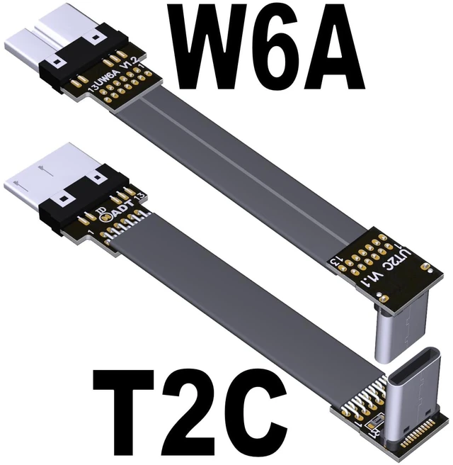 Alt view image 2 of 6 - USB C Male to Micro B Male Cable Flat Flexible Up & Down & Left & Right Angled 90 Degree USB 3.0 Micro B to Type C Data Charge Cable (15cm, T2C-W6A)