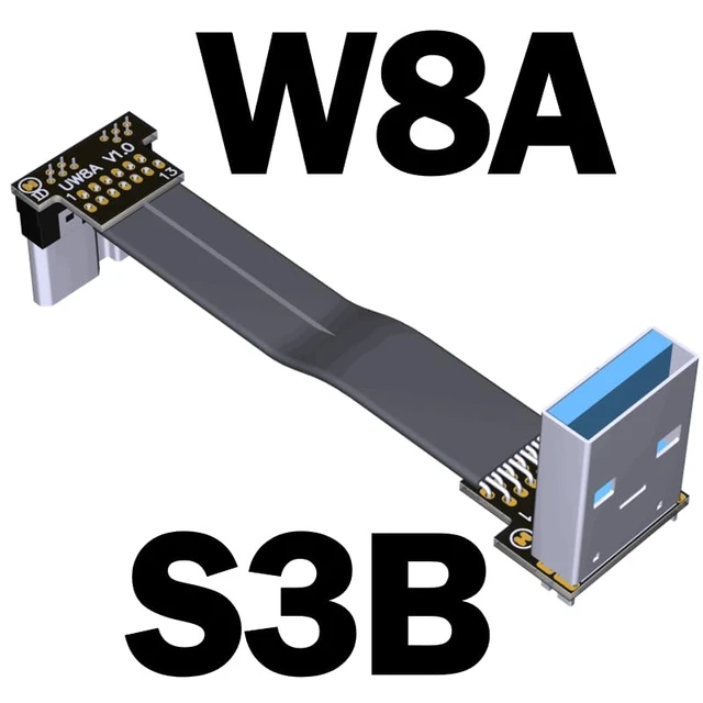 Alt view image 2 of 7 - USB 3.0 Type A Male to Micro-B Male Ribbon Flat EMI Shielding Flat Cable FPC USB 3.0 Micro B 90 Degree Angle Connector Up Downward (20cm, S3B-W8A)