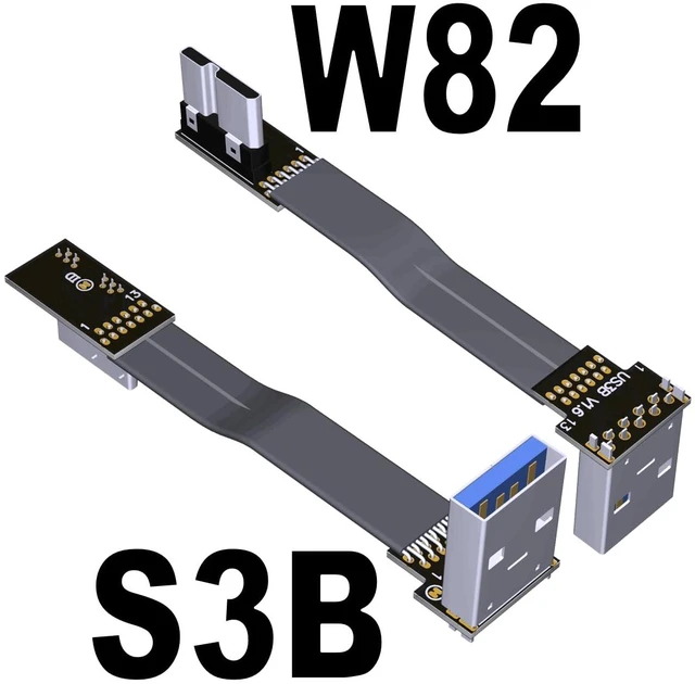 Alt view image 2 of 7 - USB 3.0 Type A Male to Micro-B Male Ribbon Flat EMI Shielding Flat Cable FPC USB 3.0 Micro B 90 Degree Angle Connector Up Downward (30cm, S3B-W82)