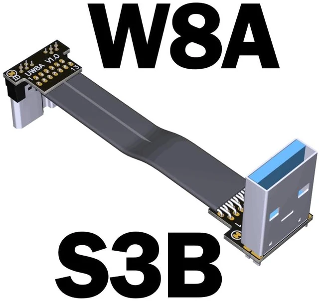 Alt view image 2 of 7 - USB 3.0 Type A Male to Micro-B Male Ribbon Flat EMI Shielding Flat Cable FPC USB 3.0 Micro B 90 Degree Angle Connector Up Downward (50cm, S3B-W8A)