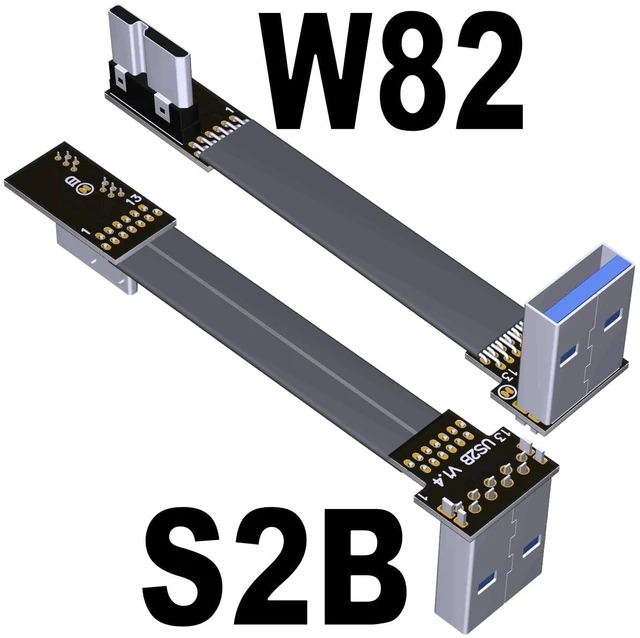 Alt view image 2 of 7 - USB 3.0 Type A Male to Micro-B Male Ribbon Flat EMI Shielding Flat Cable FPC USB 3.0 Micro B 90 Degree Angle Connector Up Downward (3cm, S2B-W82)