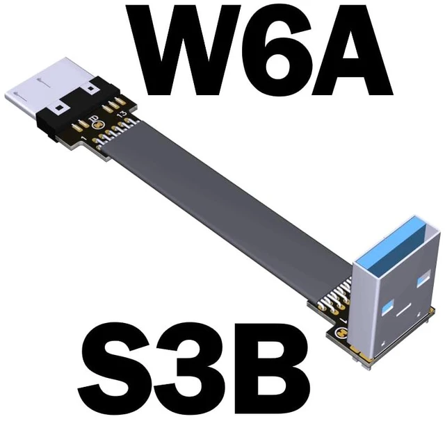 Alt view image 2 of 7 - USB 3.0 Type A Male to Micro-B Male Ribbon Flat EMI Shielding Flat Cable FPC USB 3.0 Micro B 90 Degree Angle Connector Up Downward (3cm, S3B-W6A)