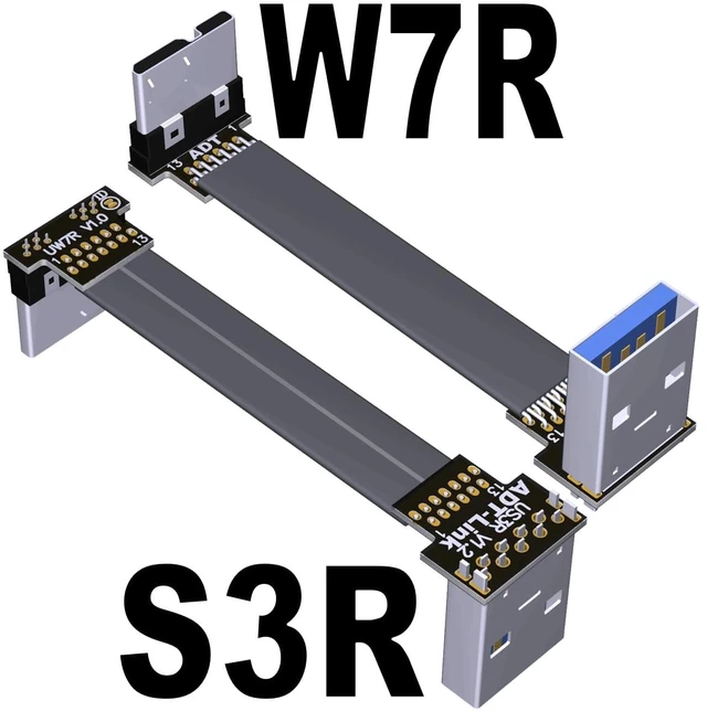 Alt view image 2 of 7 - USB 3.0 Type A Male to Micro-B Male Ribbon Flat EMI Shielding Flat Cable FPC USB 3.0 Micro B 90 Degree Angle Connector Up Downward (30cm, S3R-W7R)
