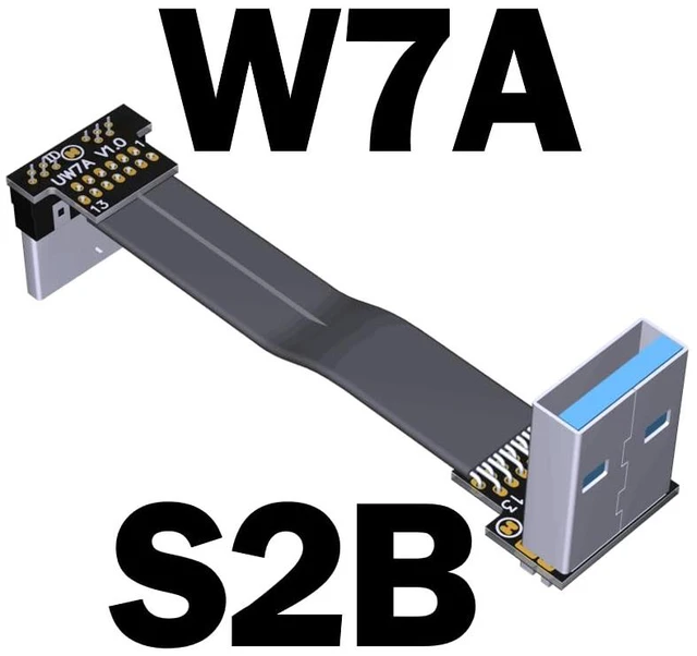 Alt view image 2 of 7 - USB 3.0 Type A Male to Micro-B Male Ribbon Flat EMI Shielding Flat Cable FPC USB 3.0 Micro B 90 Degree Angle Connector Up Downward (50cm, S2B-W7A)